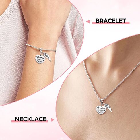 Heigebi Sympathy Gifts for Loss of Brother Dangle Charm for Bracelet Necklace Bereavement Grieving Gift for Family in Memory of Brother Remembrance Keepsake Stainless Steel Heart Pendant in Kuwait