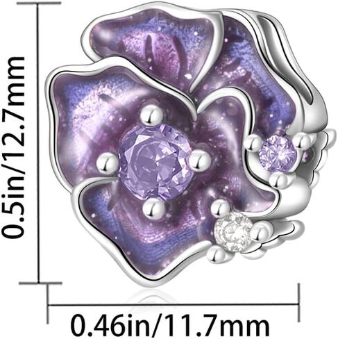 Purple Pansy Flower Charm 925 Sterling Silver Charms Fit Women Bracelet And Necklaces Bead Charm Pendant Jewelry Gifts For Family Friends in Saudi Arabia