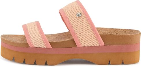 Floopi Women’s Ribbed Knit Wedge Slide Sandals, Double Strap Platform Slides with Faux Cork Footbed, Lightweight Non-Slip Casual Summer Sandals for Women in Saudi Arabia