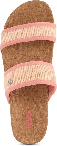 Floopi Women’s Ribbed Knit Wedge Slide Sandals, Double Strap Platform Slides with Faux Cork Footbed, Lightweight Non-Slip Casual Summer Sandals for Women in Saudi Arabia