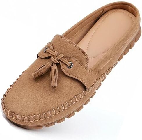 Women's Knotted Flat Mules Comfortable Round Toe Slip-On Lightweight Breathable Anti-Slip Driving Moccasin Clogs Suitable for Everyday Casual Work in Saudi Arabia