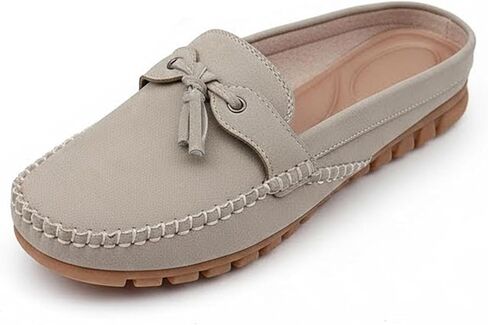 Women's Knotted Flat Mules Comfortable Round Toe Slip-On Lightweight Breathable Anti-Slip Driving Moccasin Clogs Suitable for Everyday Casual Work in Saudi Arabia