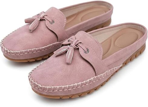 Women's Knotted Flat Mules Comfortable Round Toe Slip-On Lightweight Breathable Anti-Slip Driving Moccasin Clogs Suitable for Everyday Casual Work in Saudi Arabia