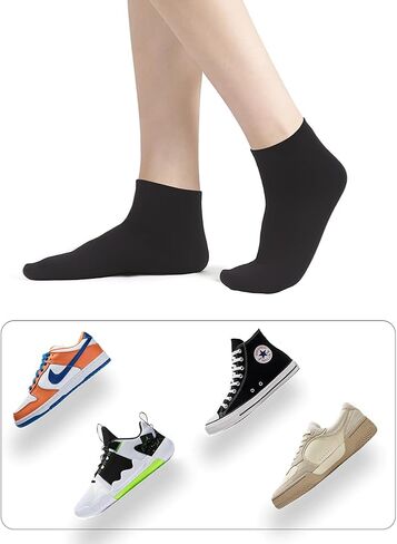 Disposable Low Cut Ankle Socks for Men and Women, Non-Slip Breathable Deodorant Casual Athletic Running Socks, One Size, Black, 10 Pairs in Kuwait