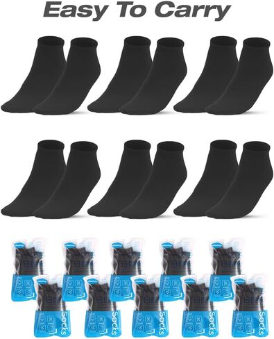 Disposable Low Cut Ankle Socks for Men and Women, Non-Slip Breathable Deodorant Casual Athletic Running Socks, One Size, Black, 10 Pairs in Kuwait