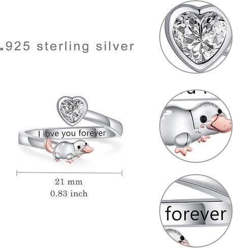 Platypus Rings Sterling Silver Platypus Open Ring Platypus Jewelry Gifts for Women in Kuwait