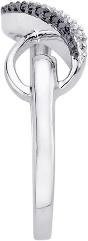KATARINA Two Row Infinity Black and White Diamond Ring in Sterling Silver (1/20 cttw, I-J, S-I) in Saudi Arabia