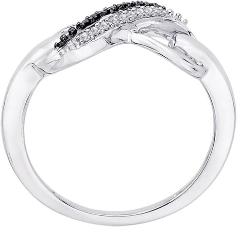 KATARINA Two Row Infinity Black and White Diamond Ring in Sterling Silver (1/20 cttw, I-J, S-I) in Saudi Arabia