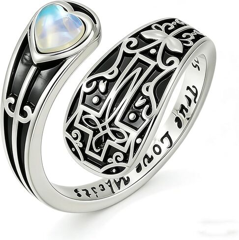 S925 Sterling Silver Spoon Ring Collection, Platinum Plated Adjustable Open Band Vintage Statement Jewelry in Saudi Arabia