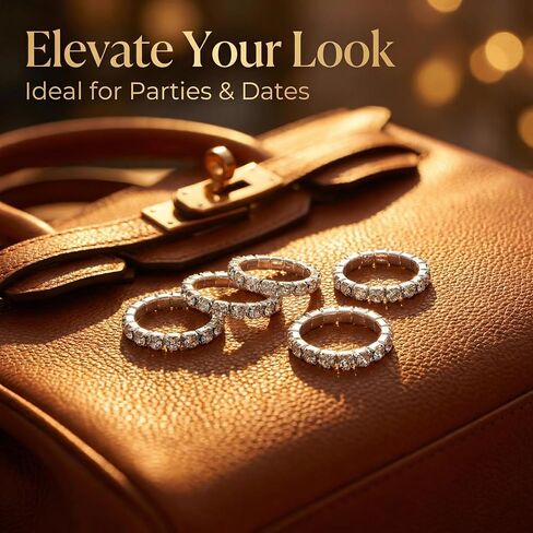 5-Piece Rhinestone Rings for Women, Silver Sparkle Crystal Stackable Stretch Rings Set, Glitter Knuckle Ring for Wedding Party Daily Accessory in Saudi Arabia