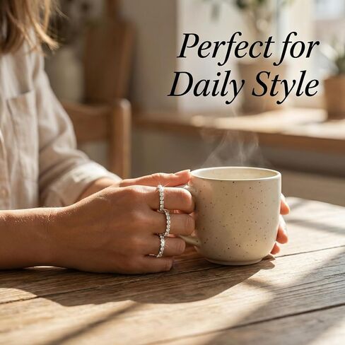 5-Piece Rhinestone Rings for Women, Silver Sparkle Crystal Stackable Stretch Rings Set, Glitter Knuckle Ring for Wedding Party Daily Accessory in Saudi Arabia
