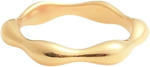 Shapes Studio 18K Gold Plated Titanium Wave Band Ring, Stackable Ring for women & men, Never Tarnish in Saudi Arabia