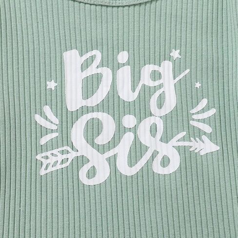 BIRTHDAY SHARK Big Sister Little Sister Matching Outfit Girl Floral Outfit Set Green Ruffle Top with Bow Headband in Saudi Arabia