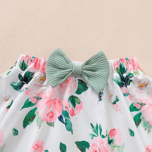 BIRTHDAY SHARK Big Sister Little Sister Matching Outfit Girl Floral Outfit Set Green Ruffle Top with Bow Headband in Saudi Arabia