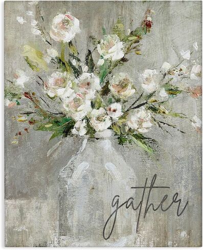 Stupell Industries 'Gather White Floral Bouquet', Canvas Art, 30 x 40 Inches, Easy to Hang and Sturdy, Made in USA, by Carol Robinson in Kuwait