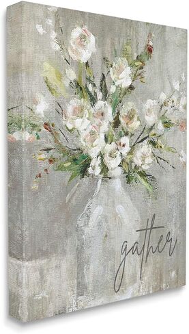 Stupell Industries 'Gather White Floral Bouquet', Canvas Art, 30 x 40 Inches, Easy to Hang and Sturdy, Made in USA, by Carol Robinson in Kuwait