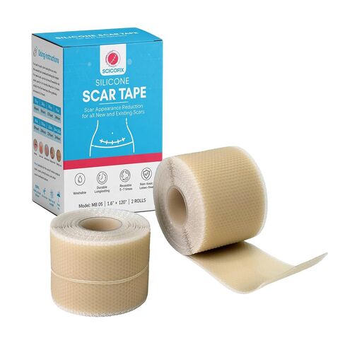 Silicone Scar Sheets 0.4mm Thick, Medical Grade Silicone Scar Tape Roll 1.6" x 120" (2 Rolls), Reusable Scar Sheets for Surgical Scars, C Section, Keloid, Burn, Acne & Scar Removal Treatment in Saudi Arabia