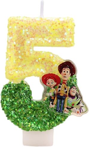 for Toy Theme Story Birthday Number 5 Candles, Cute Birthday Cake Decorations, Perfect for Party Supplies in Saudi Arabia