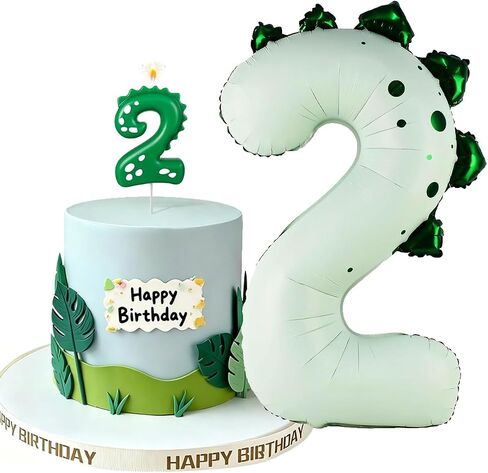 Dino Candle Number 3 Dinosaur Birthday Candles Balloon Set, Big 3 Balloon Dino-Themed Cake Candle Green for Birthday Parties in Saudi Arabia