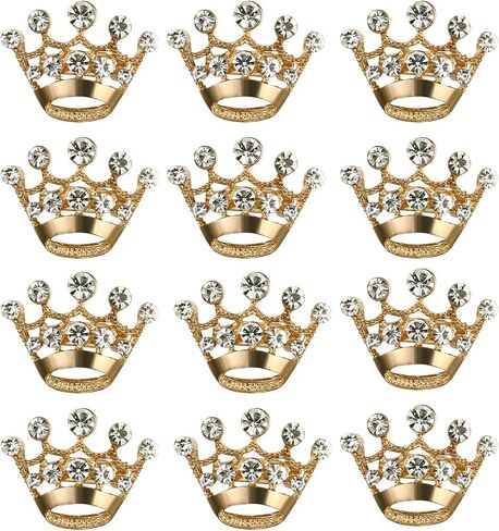 LUOEM 12 Pieces Crown Brooch Pin Fashion Diamante Wedding Party Pageant Tiara Crown Corsage for Wedding Valentine's Day Supplies (Gold) in Saudi Arabia