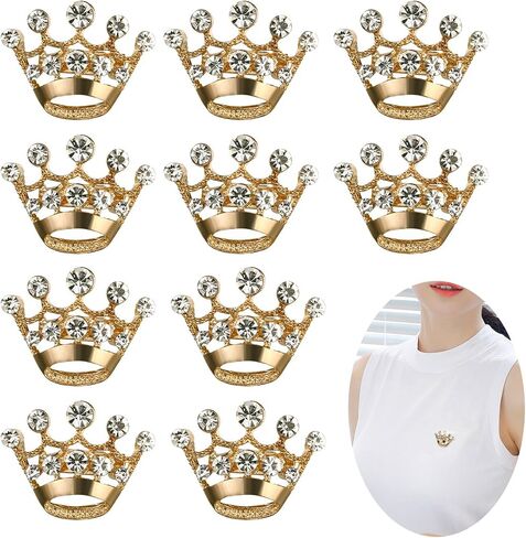LUOEM 12 Pieces Crown Brooch Pin Fashion Diamante Wedding Party Pageant Tiara Crown Corsage for Wedding Valentine's Day Supplies (Gold) in Saudi Arabia
