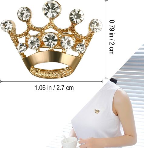 LUOEM 12 Pieces Crown Brooch Pin Fashion Diamante Wedding Party Pageant Tiara Crown Corsage for Wedding Valentine's Day Supplies (Gold) in Saudi Arabia