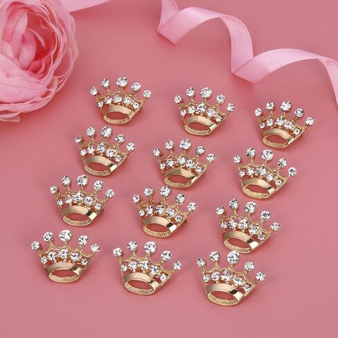 LUOEM 12 Pieces Crown Brooch Pin Fashion Diamante Wedding Party Pageant Tiara Crown Corsage for Wedding Valentine's Day Supplies (Gold) in Saudi Arabia