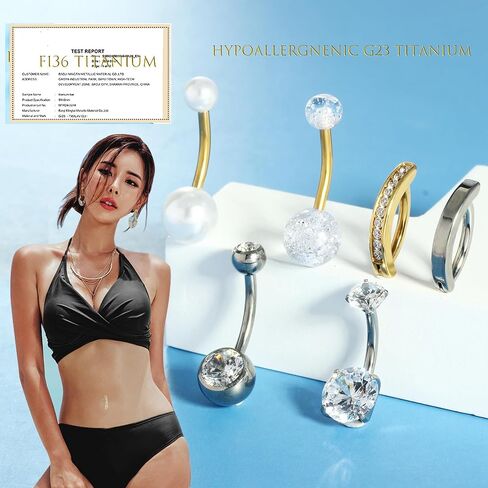 6pcs G23 Solid Titanium Belly Button Rings Silver Internally Threaded Reverse Curved Clicker Hoop Belly Ring 14G Gold Hypoallergenic Belly Button Piercing For Women Navel Piercing Jewelry Pack in Kuwait