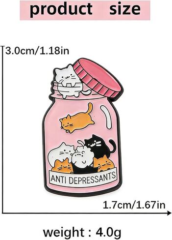 Cute Cat Enamel Pins Funny,Cute "Anti Depressants"for Women Men Animal Decorative Badge Pins for Backpacks,Jackets,Bags,Hats Nurse Gift in Saudi Arabia