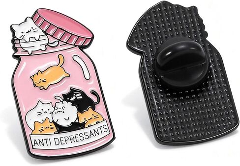 Cute Cat Enamel Pins Funny,Cute "Anti Depressants"for Women Men Animal Decorative Badge Pins for Backpacks,Jackets,Bags,Hats Nurse Gift in Saudi Arabia