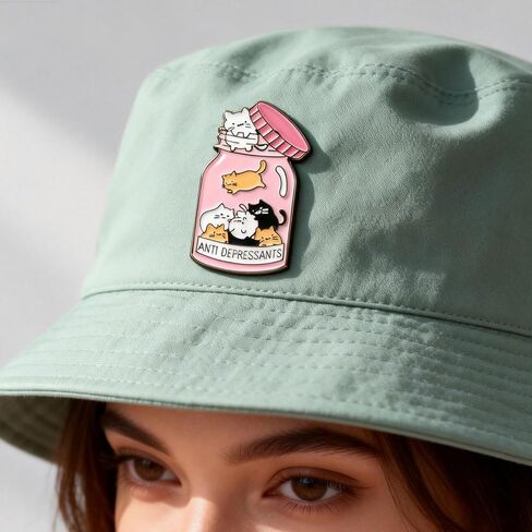 Cute Cat Enamel Pins Funny,Cute "Anti Depressants"for Women Men Animal Decorative Badge Pins for Backpacks,Jackets,Bags,Hats Nurse Gift in Saudi Arabia