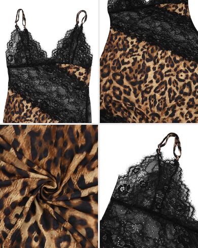Women’s See Through Mesh Leopard Print Maxi Dress Sexy Lace V Neck Bodycon Long Dress Party Club Dresses in Kuwait