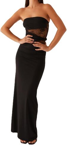 المرأة الدانتيل المرقعة حمالة صديرية دائرية فستان ماكسي مثير Bodycon طويل الزفاف ضيف كوكتيل حفلة فساتين رسمية in Kuwait