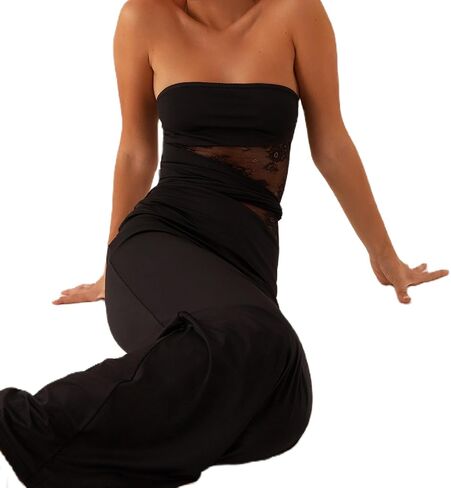 المرأة الدانتيل المرقعة حمالة صديرية دائرية فستان ماكسي مثير Bodycon طويل الزفاف ضيف كوكتيل حفلة فساتين رسمية in Kuwait