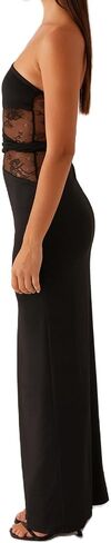المرأة الدانتيل المرقعة حمالة صديرية دائرية فستان ماكسي مثير Bodycon طويل الزفاف ضيف كوكتيل حفلة فساتين رسمية in Kuwait