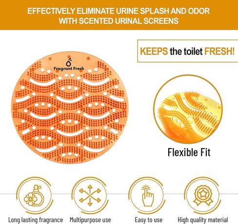 Urinal Screen Deodorizer Anti Splash Long Lasting Fragrance Urinal Cakes Eliminate odours Keeps Bathroom fresh- For Public and Private restrooms-Multiple Use (Orange (30 Pack)) in Saudi Arabia