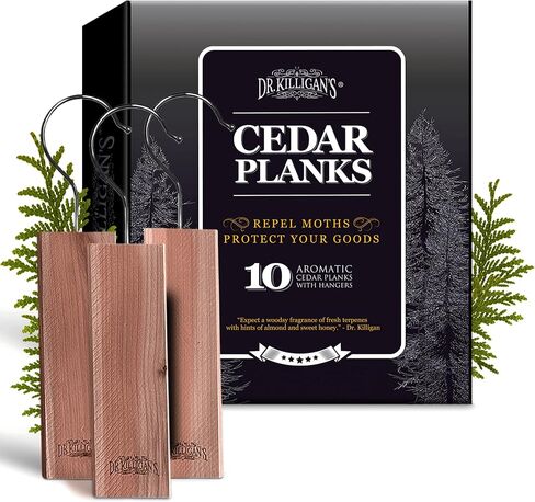 Dr. Killigan's Cedarwood Planks - Cedar Blocks for Clothes Storage, Great Alternative to Moth Balls for Closet, Drawer Deodorizer, Sustainably Harvested in USA (10-Pack) in Saudi Arabia