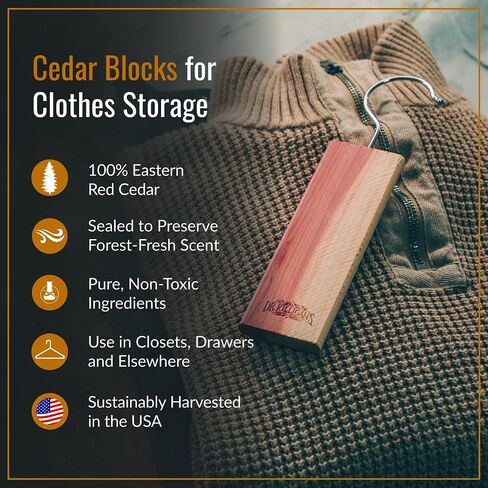 Dr. Killigan's Cedarwood Planks - Cedar Blocks for Clothes Storage, Great Alternative to Moth Balls for Closet, Drawer Deodorizer, Sustainably Harvested in USA (10-Pack) in Saudi Arabia