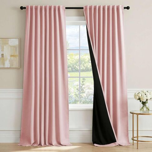 H.VERSAILTEX Blackout Curtains 84 Inch Length 2 Panels Set for Living Room Bedroom, Back Tab Pinch Pleated Thermal Insulated Room Darkening Light Blocking Curtains with Hooks, Baby Pink in Kuwait