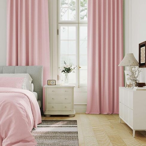 H.VERSAILTEX Blackout Curtains 84 Inch Length 2 Panels Set for Living Room Bedroom, Back Tab Pinch Pleated Thermal Insulated Room Darkening Light Blocking Curtains with Hooks, Baby Pink in Kuwait