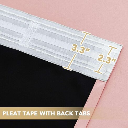 H.VERSAILTEX Blackout Curtains 84 Inch Length 2 Panels Set for Living Room Bedroom, Back Tab Pinch Pleated Thermal Insulated Room Darkening Light Blocking Curtains with Hooks, Baby Pink in Kuwait