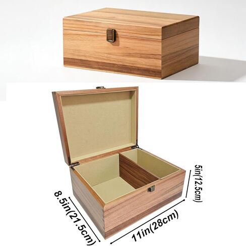 Wooden Keepsake Box, Large Acacia Storage Box with Magnetic Photo Display,Jewelry Wooden Box with Felted Protection,Memory Treasure Box for Crafts and Photo Storage,11inx8.5inx5in in Saudi Arabia