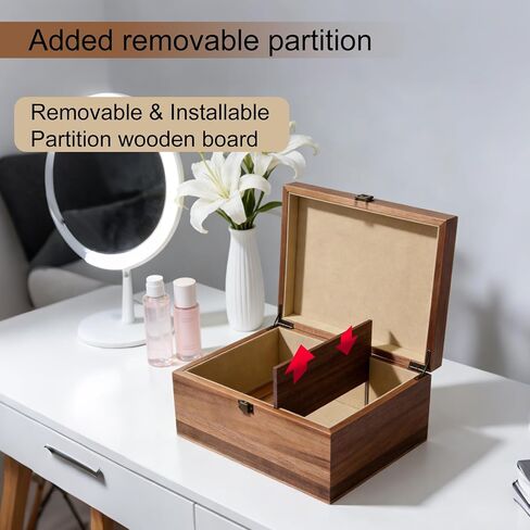 Wooden Keepsake Box, Large Acacia Storage Box with Magnetic Photo Display,Jewelry Wooden Box with Felted Protection,Memory Treasure Box for Crafts and Photo Storage,11inx8.5inx5in in Saudi Arabia