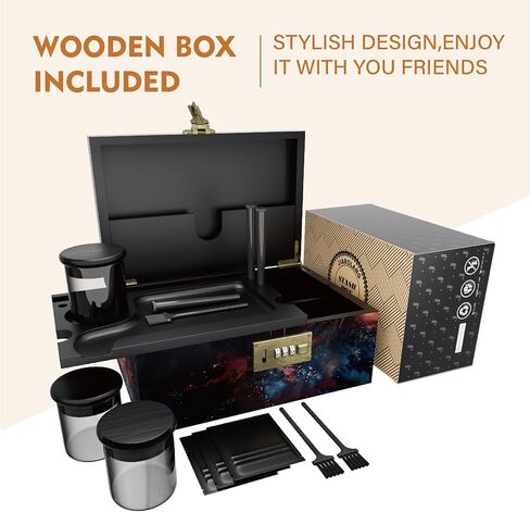 Large Bamboo Box with Combination Lock, Wooden Printed Decorative Storage Box, Stash Storage Lock Box as Great Gift Choice, Lockable Keepsake Box for Storage Trinkets, Coffee Beans, Tea etc(Skull) in Saudi Arabia