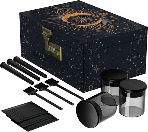 Large Bamboo Box with Combination Lock, Wooden Printed Decorative Storage Box, Stash Storage Lock Box as Great Gift Choice, Lockable Keepsake Box for Storage Trinkets, Coffee Beans, Tea etc(Skull) in Saudi Arabia