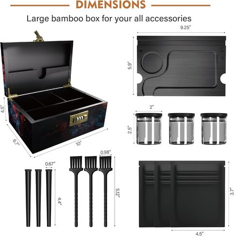 Large Bamboo Box with Combination Lock, Wooden Printed Decorative Storage Box, Stash Storage Lock Box as Great Gift Choice, Lockable Keepsake Box for Storage Trinkets, Coffee Beans, Tea etc(Skull) in Saudi Arabia