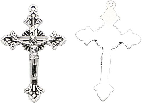 100pcs of 2 Inches Antique Silver Catholic Flared Sunburst Rosary Crucifix Cross in Saudi Arabia
