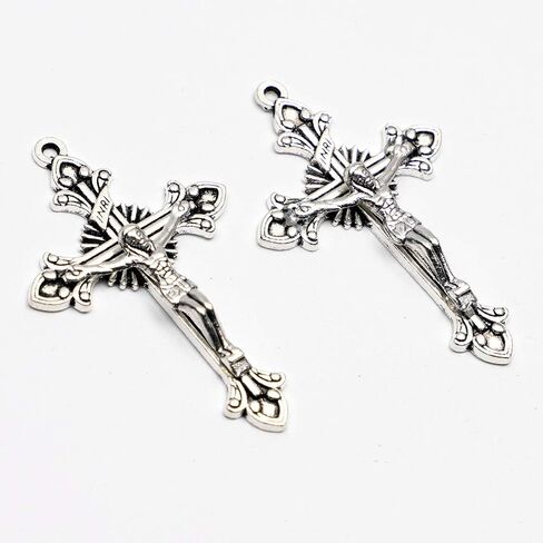 100pcs of 2 Inches Antique Silver Catholic Flared Sunburst Rosary Crucifix Cross in Saudi Arabia