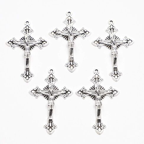 100pcs of 2 Inches Antique Silver Catholic Flared Sunburst Rosary Crucifix Cross in Saudi Arabia