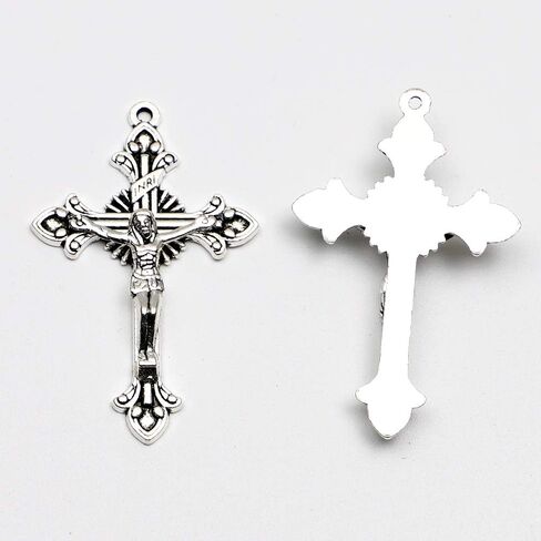 100pcs of 2 Inches Antique Silver Catholic Flared Sunburst Rosary Crucifix Cross in Saudi Arabia